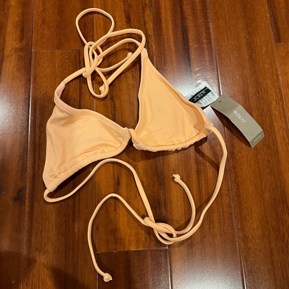 J.Crew Bikini Top Swim Triangle Unpadded‎ Peach Orange Swim New NWT Size XXS 2XS